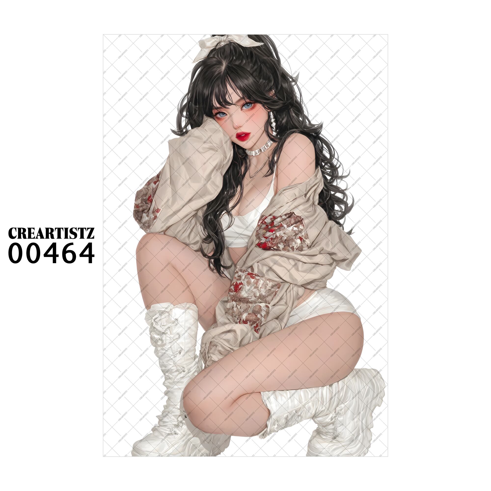 00464 ガール キュート オリジナル ペーパー/ステッカー 4枚セット CREARTISTZ