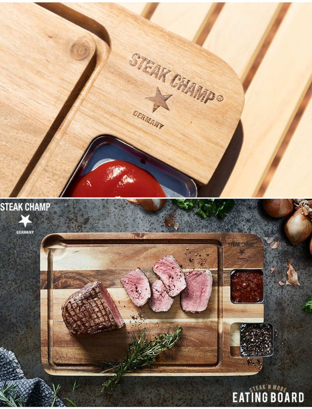 steakchamp ステーキチャンプ EATING BOARD カッティングボード ステーキボード ステーキプレート 木目 キャンプ アウトドア 用品 グッズ バーベキュー