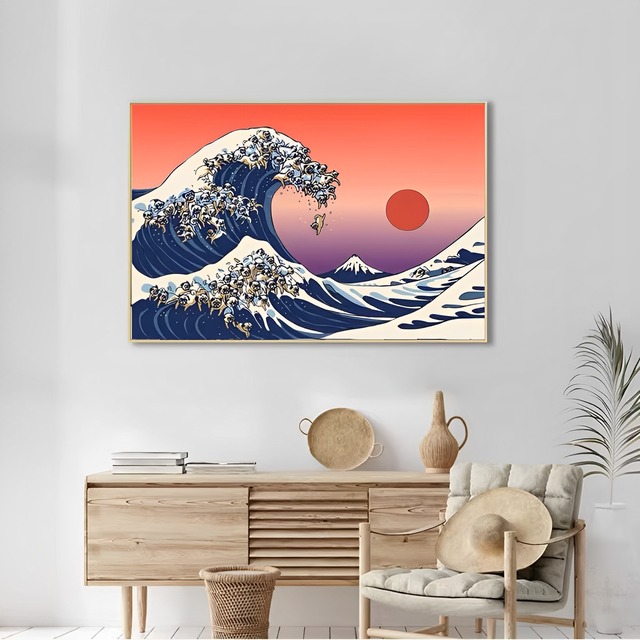 Poster with flame  -sunset pugging wave-　　art-40