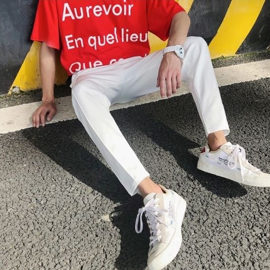 全3色 ストレートパンツ ウエストゴム シンプル ゆったり メンズ