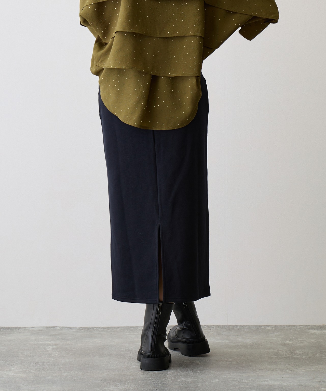 No.58520 ダブルフェイスIラインスカート  Navy