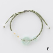 淡いグリーン色翡翠が綺麗！ hekiデザイン紐ブレスレット 白×緑 A貨翡翠 jd_br1083