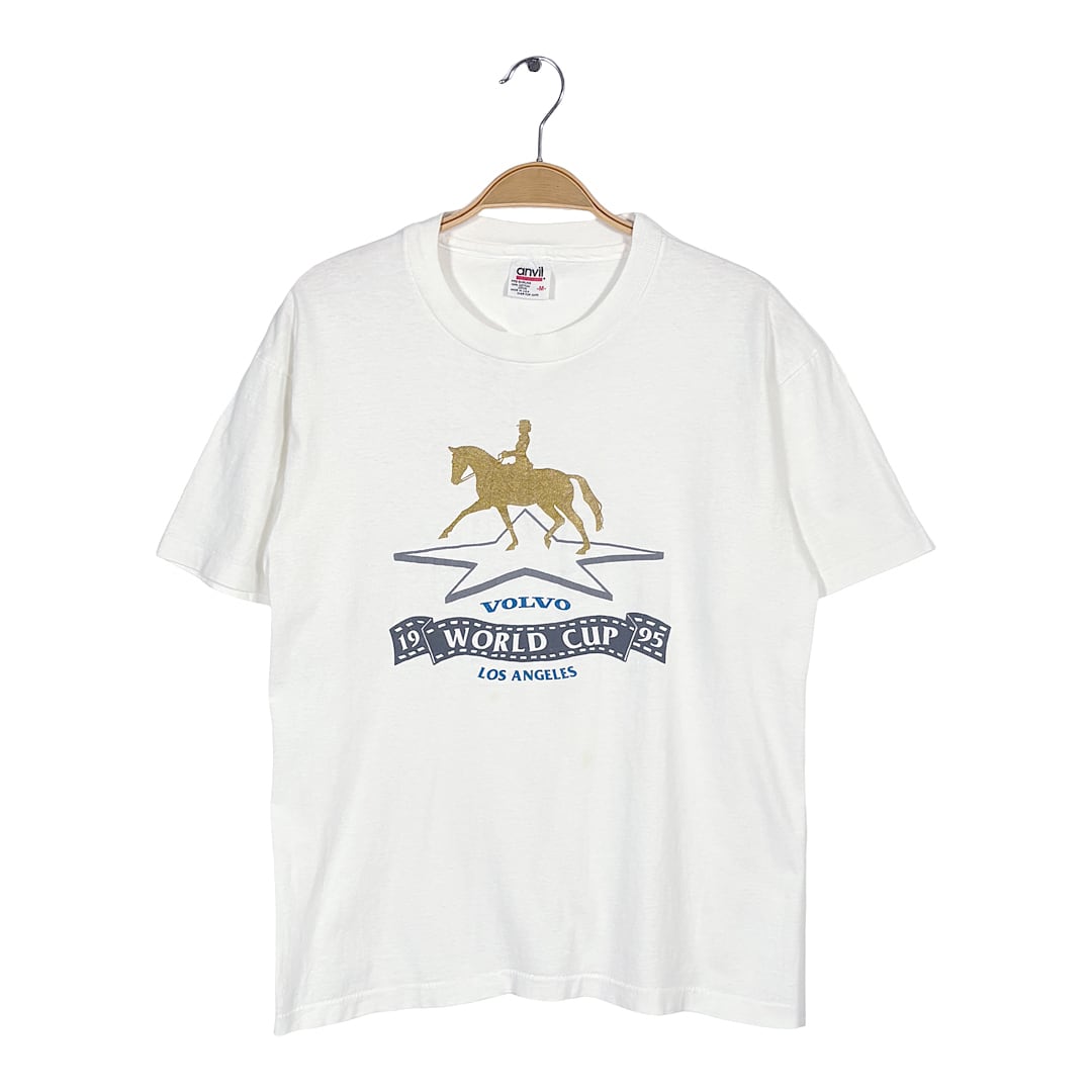 90s ボルボワールドカップ 馬術 USA製 ヴィンテージ Tシャツ 乗馬 シングルステッチ VOLVO サイズM BZ0661