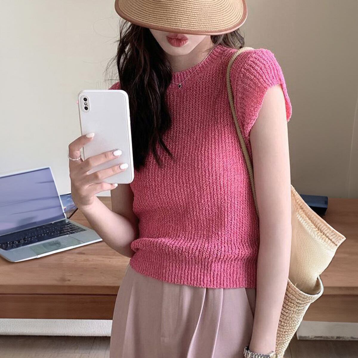 フレンチスリーブ ニット 透かし編み レディース 春夏 韓国 透け感 涼しい おしゃれ きれいめ 大人 かわいい カジュアル シンプル ローゲージニット サマーニット 上品 清楚 大人可愛い 大人女子
