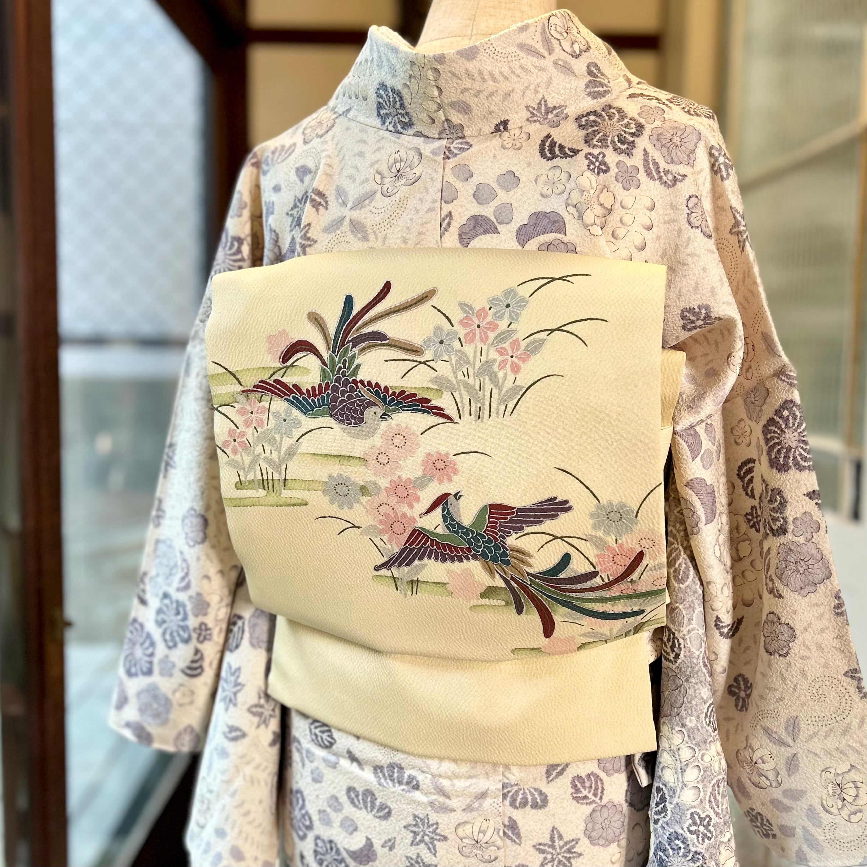 絣着物まとめ売り　専用です 着物 帯 名古屋帯 2点 銘仙 黒 青 鳥 花 ☆00C -83 | ACIP.CA