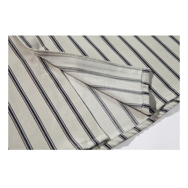 ★COLLEGE STYLE LOOSE STRIPED DRAPED SHIRT　　　19169