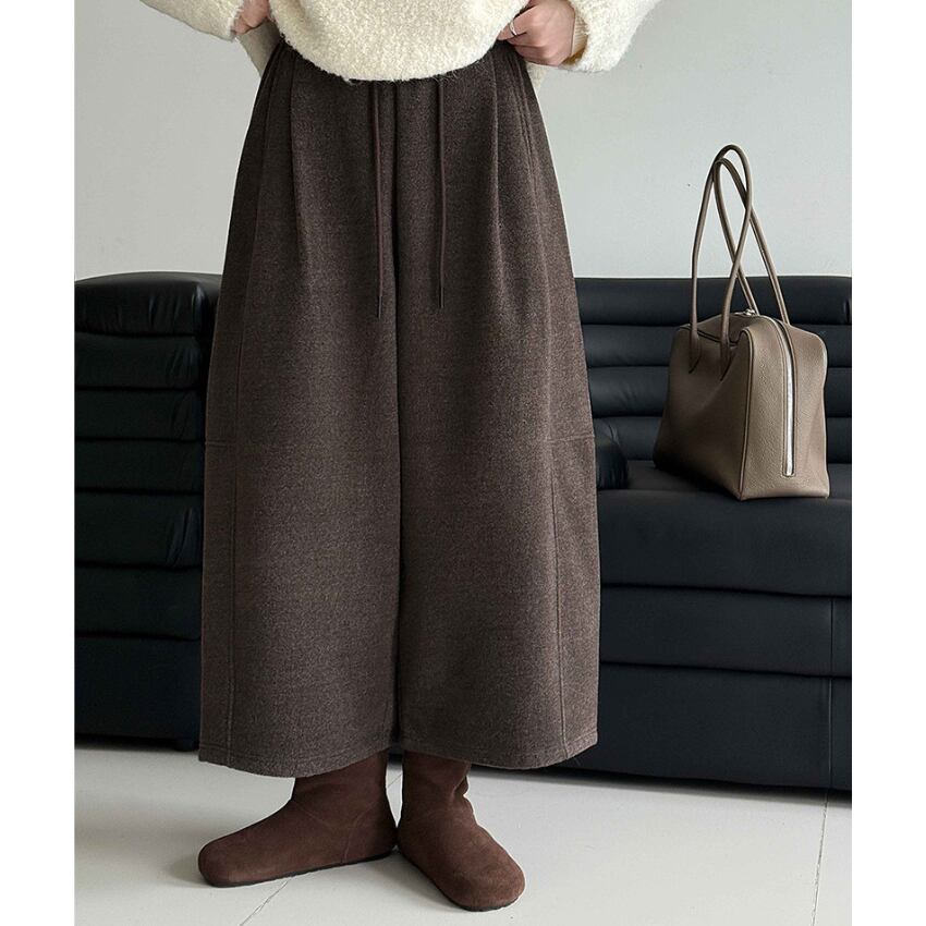 drawstring wide pants　J00381