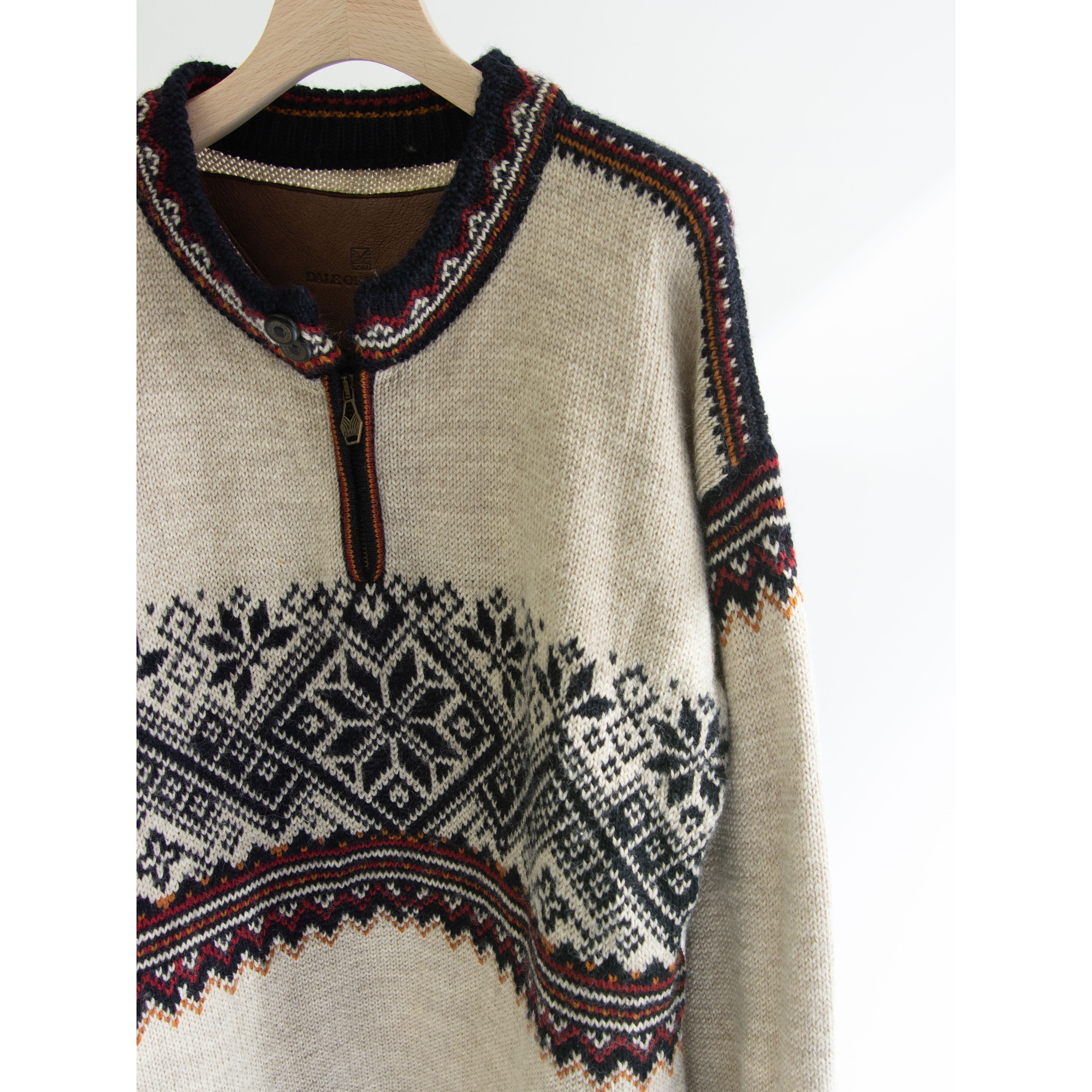 【DALE OF NORWAY】Made in Norway 100% wool half zip Nordic sweater(ダーレオブノルウェー ノルウェー製ハーフジップ ノルディックセーター プルオーバーニット)11d