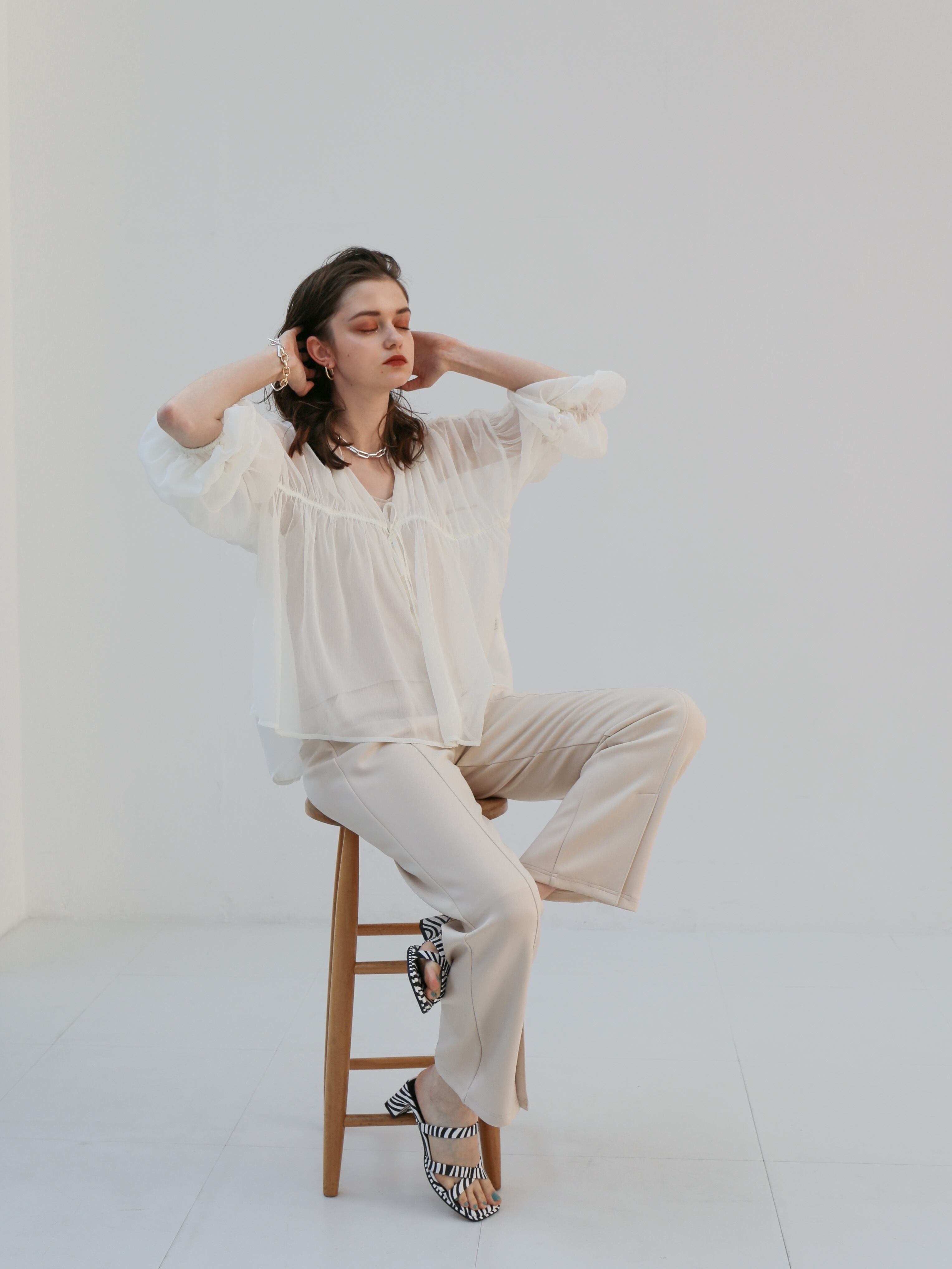 triple shirring blouse set（off-white）