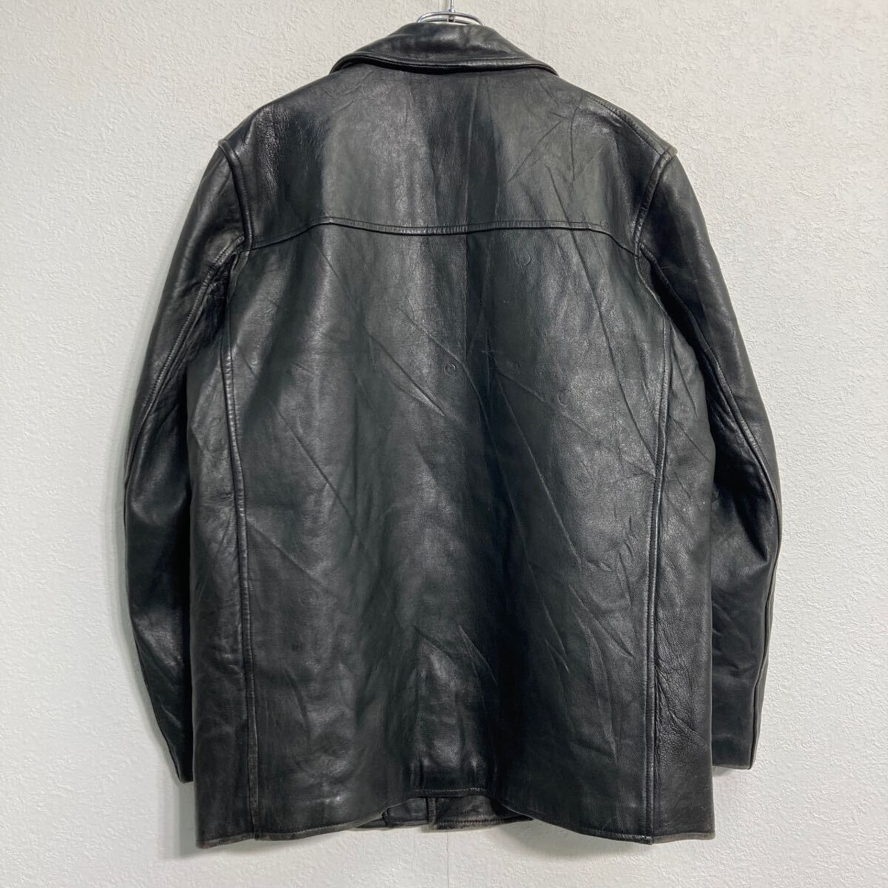 MIC CUIR フレンチ レザーコート L~ ブラック 裏地チェック ユーロ 