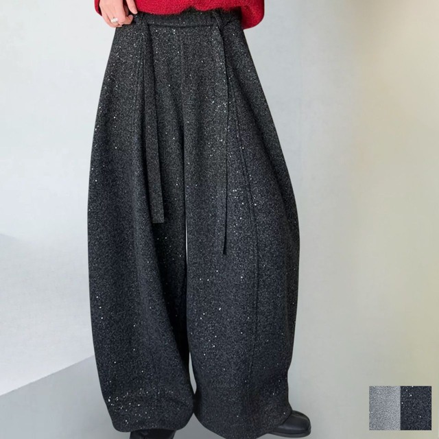 スパンコールワイドカーブパンツ【2col】　　0547