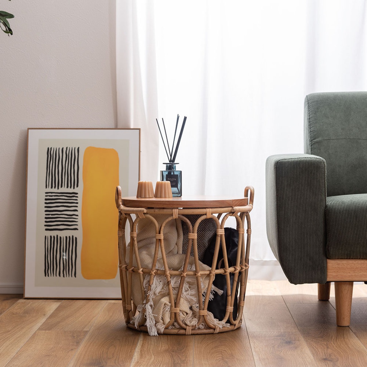 バスケットテーブル ラタン テーブル かご