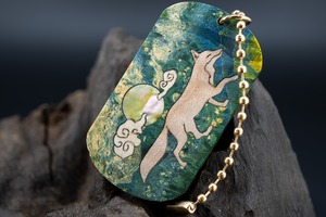 【カナダの象徴】ハードメープル スタビライズウッド ドッグタグ 象嵌 十五夜きつね