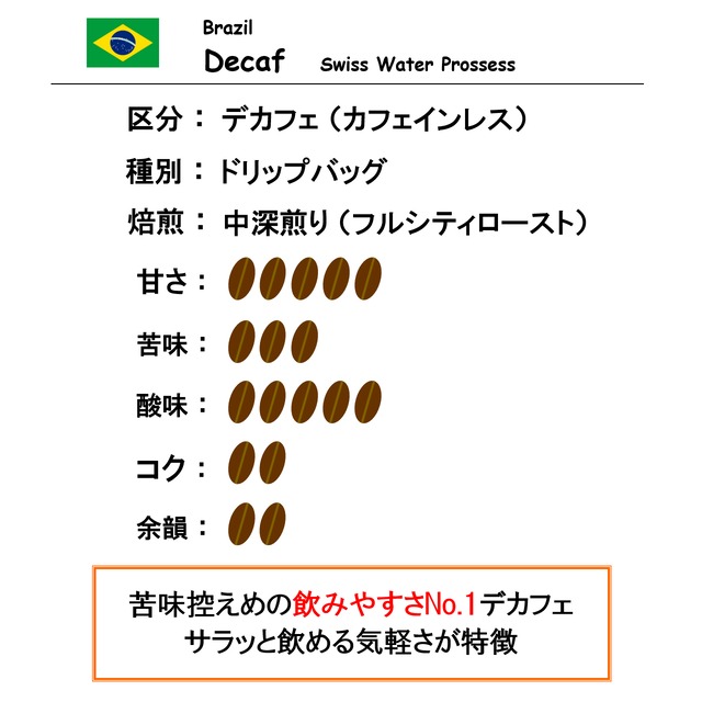 【ドリップバッグ】ブラジル No2/3　デカフェ（１袋）