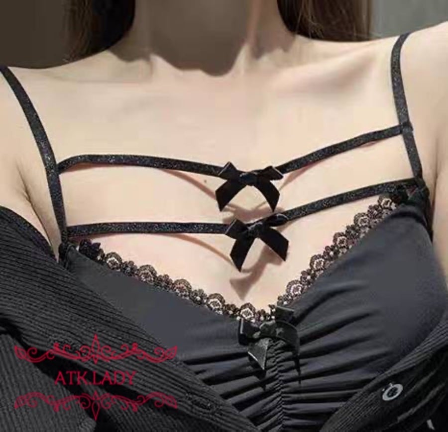 ATK.LADY】D45 ビスチェ チェーンリボン 乳袋 ダブル 蝶結び ツイスト