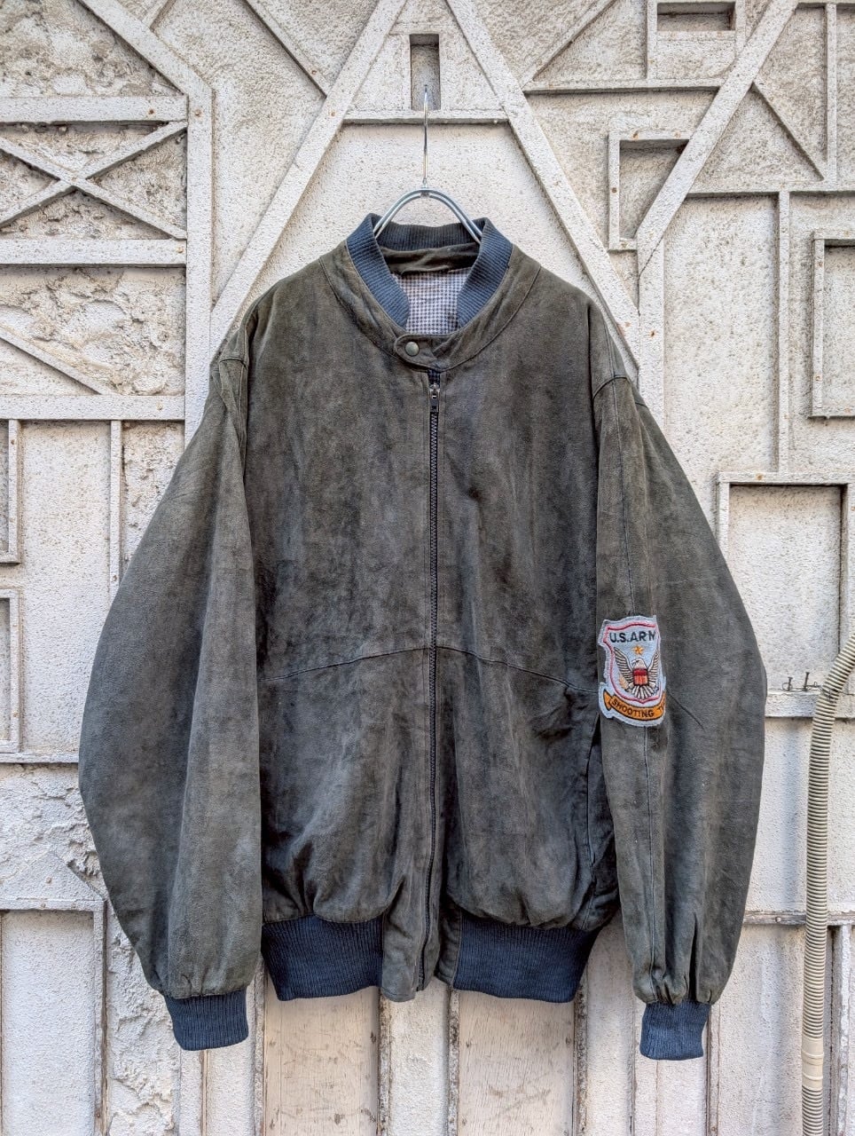 "U.S.ARMY" suede bomber jacket