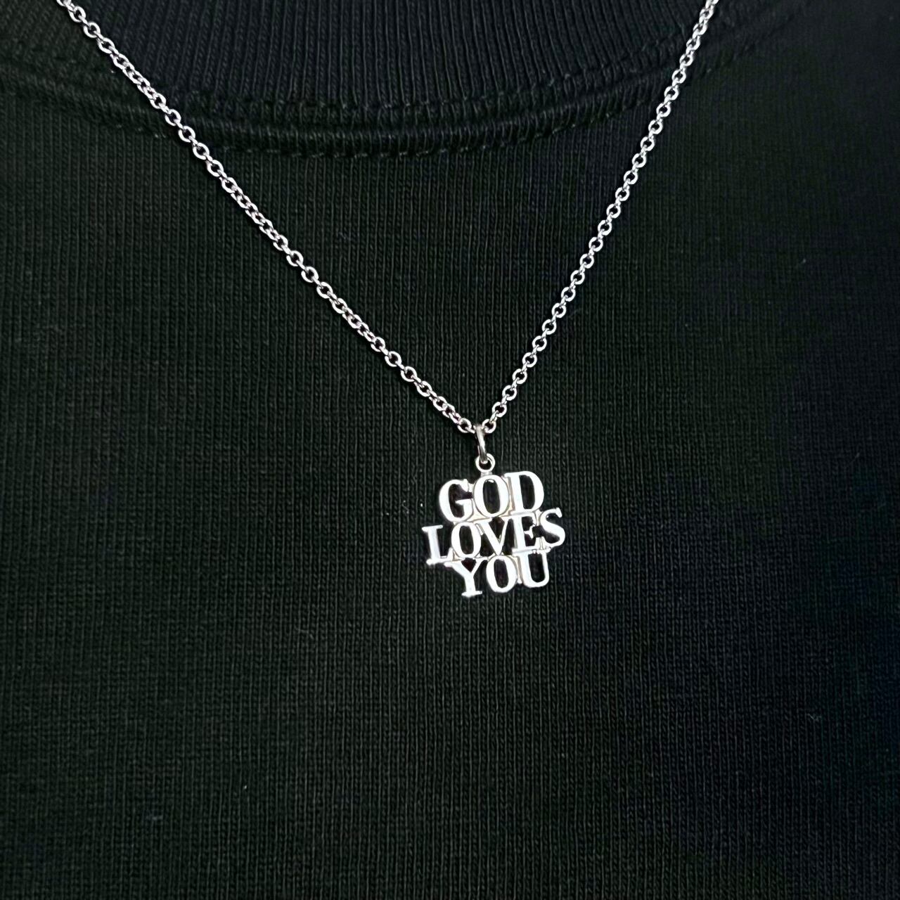VINTAGE TIFFANY & CO. GOD LOVES YOU Charm Necklace Sterling Silver