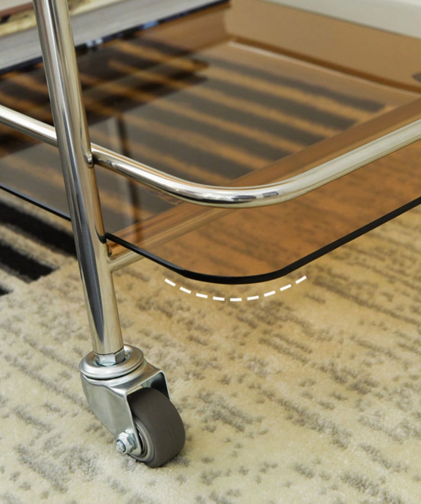 clear trolley 2colors / クリア トローリー 2段 ガラス サイド
