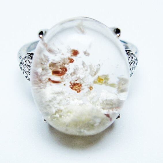 ガーデンクォーツ 指輪 ガーデン水晶 リング フリーサイズ 15号 一点物 メール便可 [M便 1/20] 115-7012