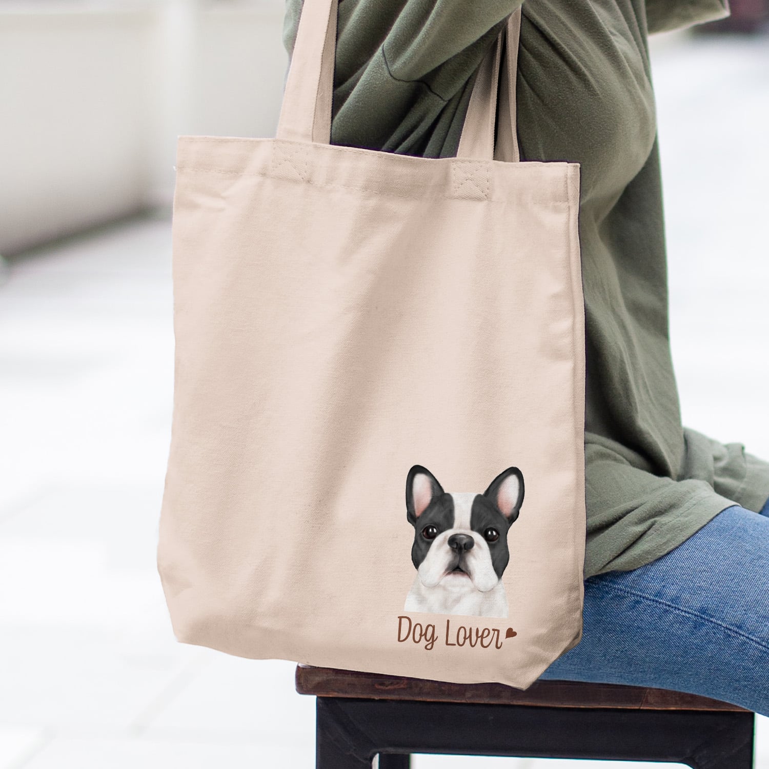 フレンチブルドッグ 水彩画風 毛色6色 】 キャンバス トートバッグ 犬