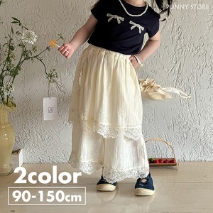 《取寄》 ダブルレースシフォンパンツ （全２色） Bobi 2024夏 韓国子供服 ワイドパンツ スカート レイヤード 重ね着風 女の子