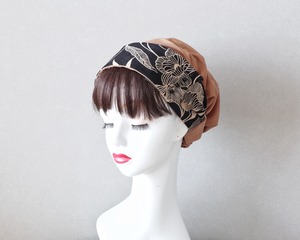 【再販2】ビーズ付きサッシュベルト（大人の花柄/ブラック）とキャラメルカラー  ①：Beaded sash belt (adult floral pattern/black) and caramel color ①
