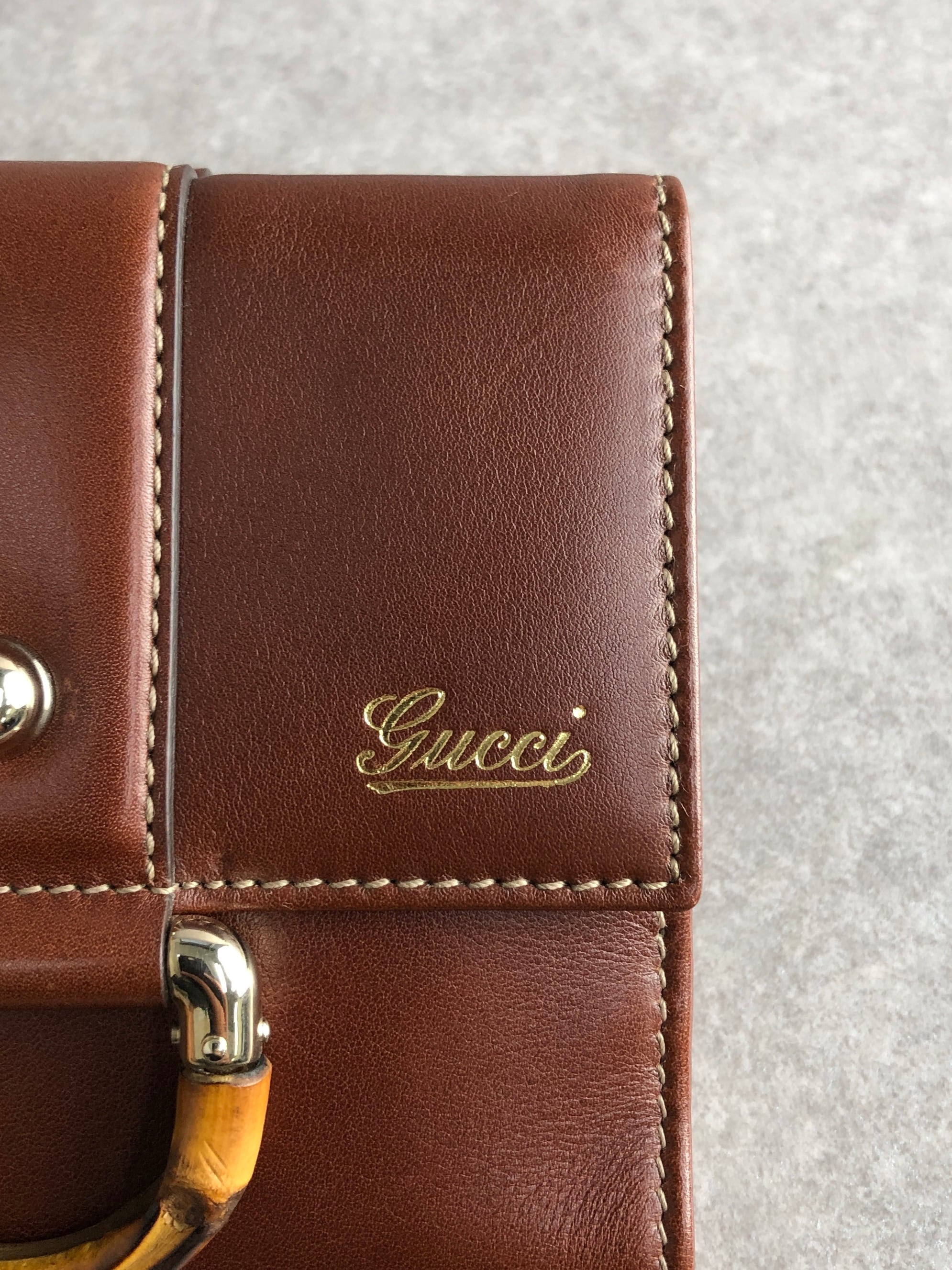 GUCCI グッチ 財布 ブラウン バンブー レザー 2つ折り vintage