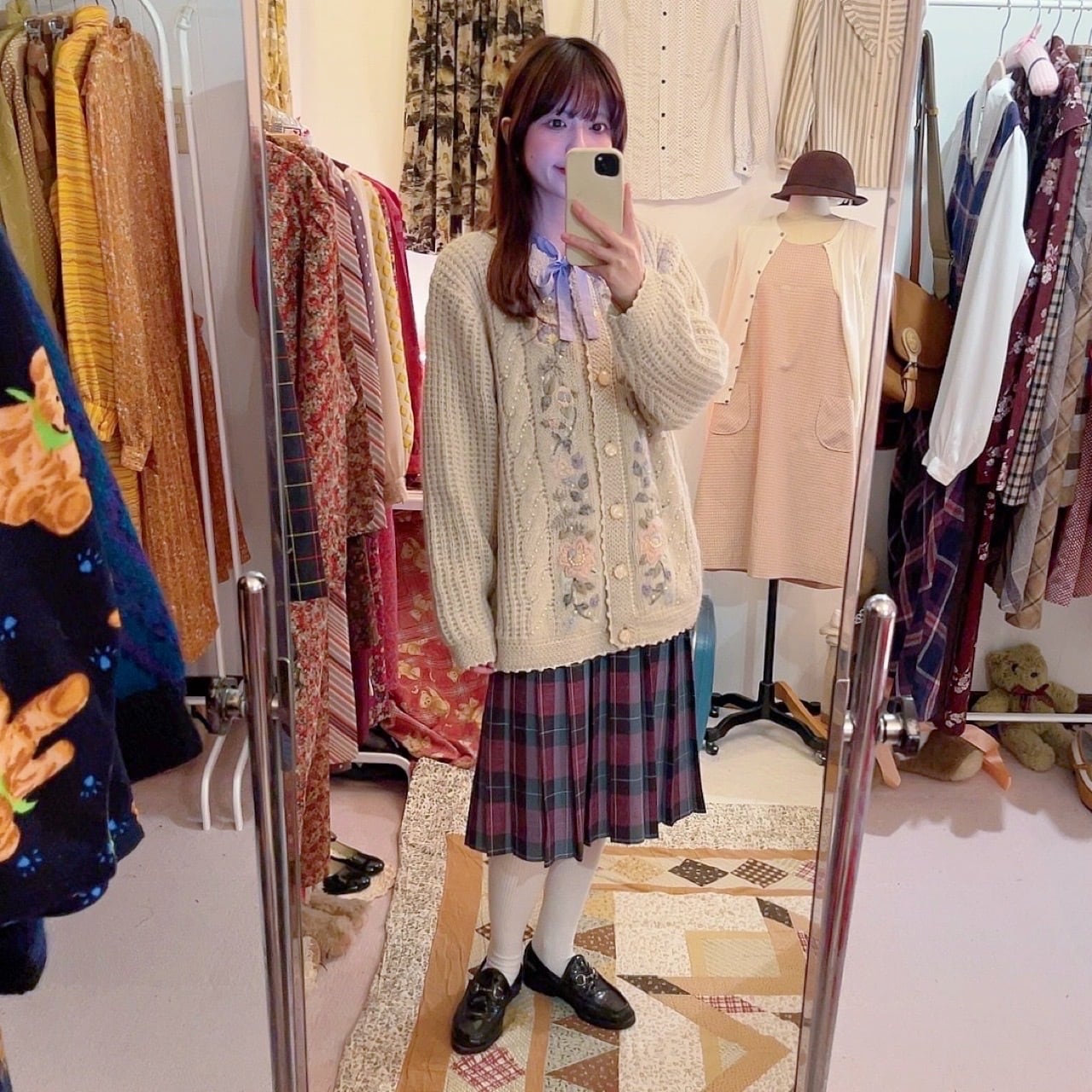 pastel flower embroidery cardigan