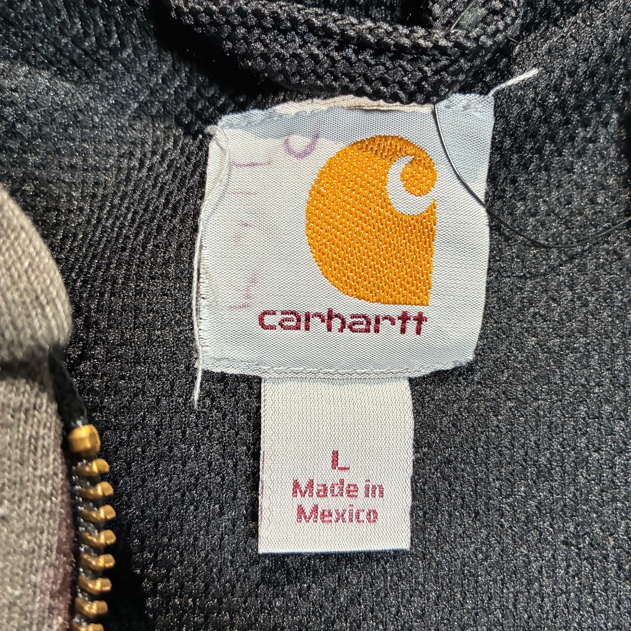 Carhartt ジップパーカー フェードグレー 裏地メッシュサーマル 企業ロゴ
