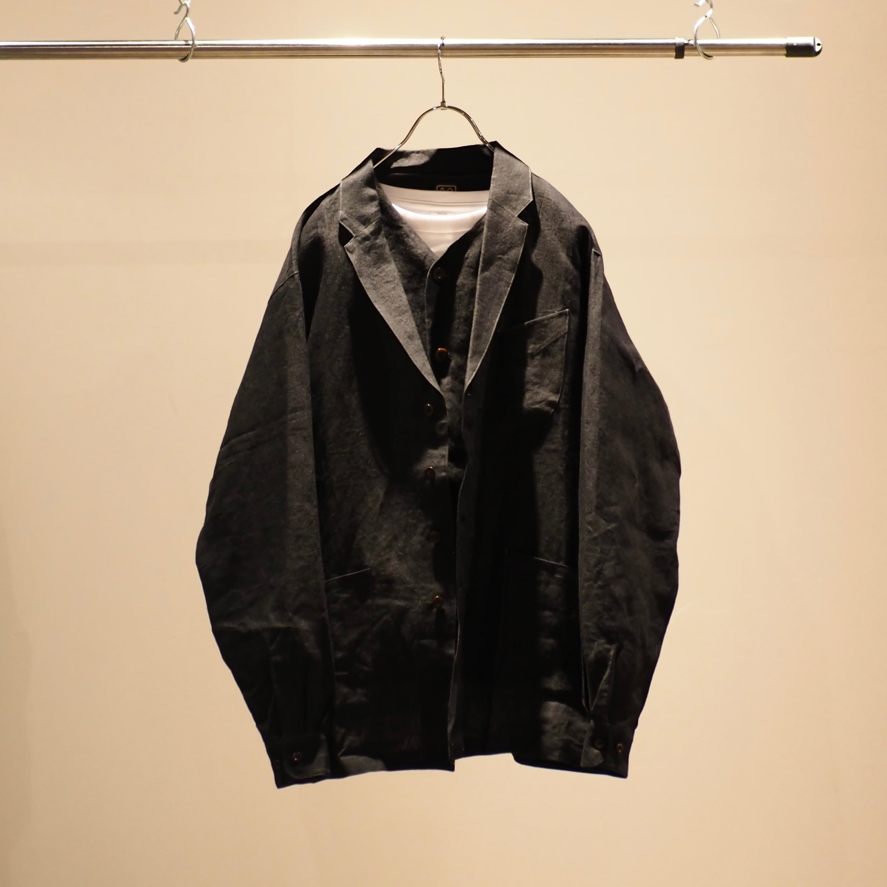 EASY JACKETS /SULFER DYED LINEN/BLACK【結-yui-】 | はなれ online store