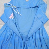 フラダンス 衣装 ワンピース ドレス CC Fashions ブルー系 ハワイ製 ワンカラー ホルターネック プルメリア柄 ティアレ柄 かわいい 華やか 鮮やか 明るい 爽やか 大胆 セクシー ハワイアン アロハ ハワイアンプリント フラ ダンス レッスン