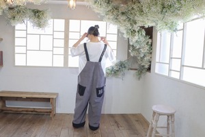 【そっと繋がる。】服ごと自分を説明するコーデュロイ 猫　ゆるだぼサロペット【全身で個性主張