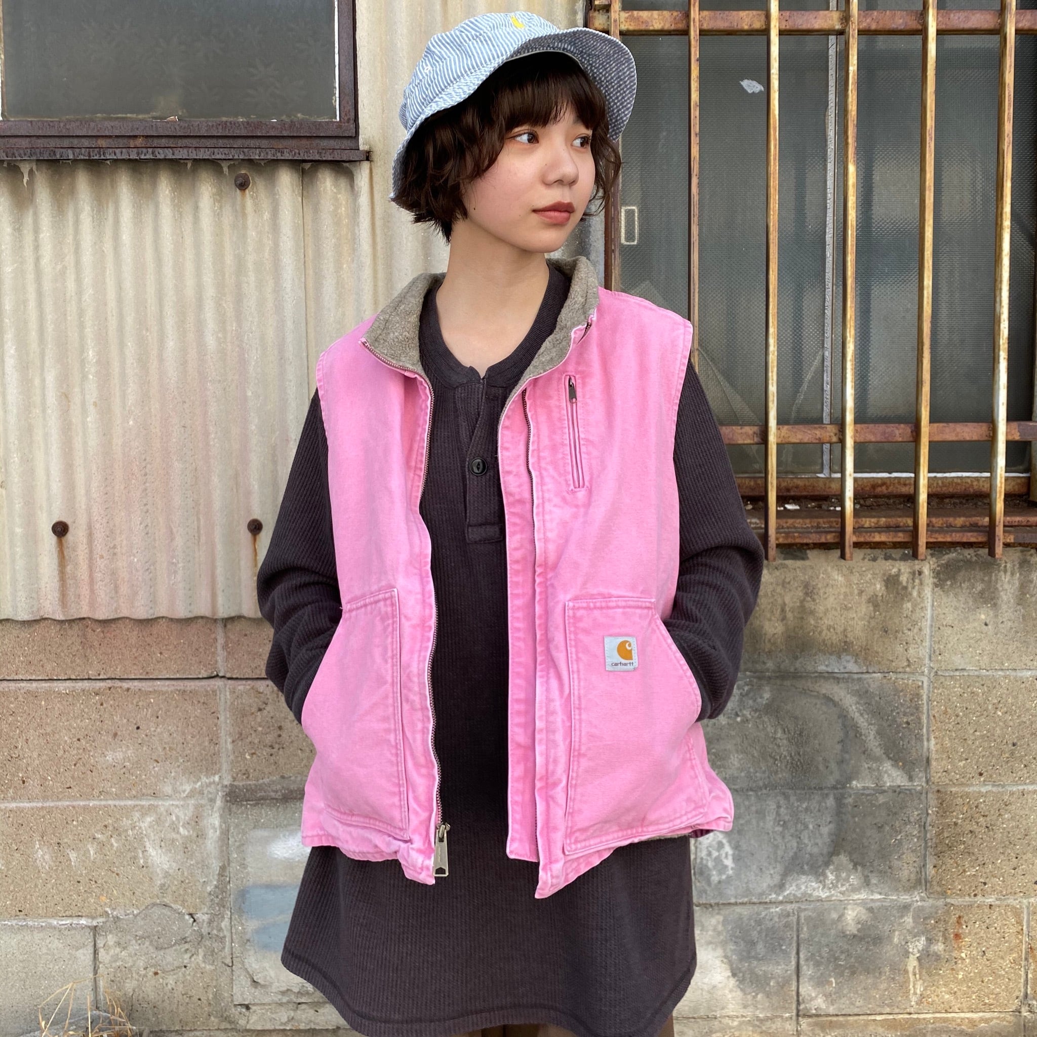 メキシコ製 Carhartt カーハート ダック地 ベスト ボアライナー 裏ボア 