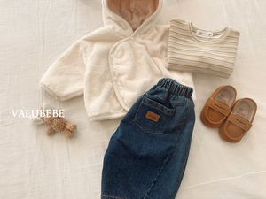 【予約/特典】valu bebe / Bonbon fleece-lined denim pants