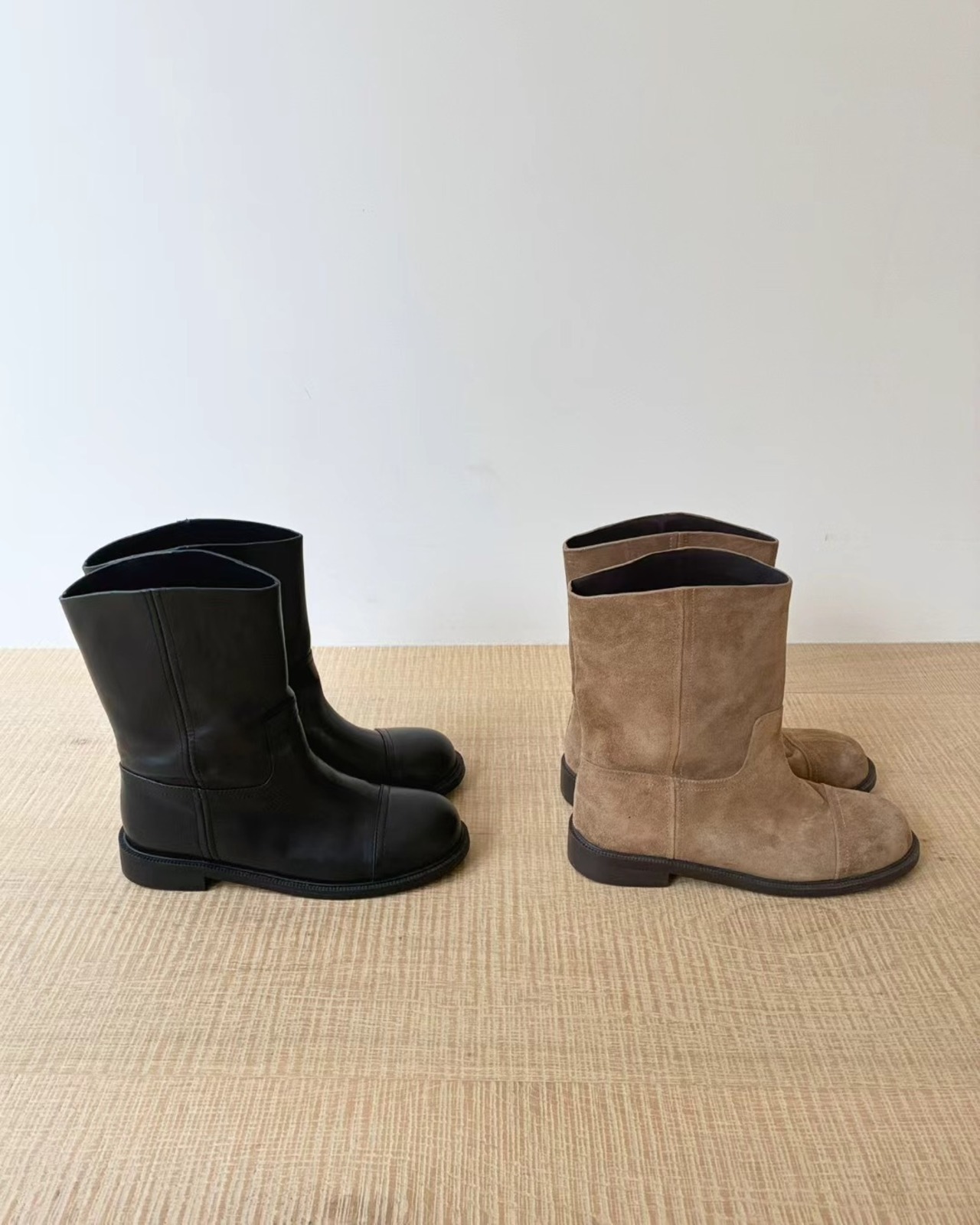 (即納) ounce / Row middle boots Black 23.0(36)
