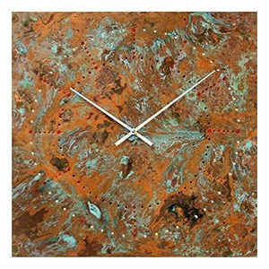 インテリア　メタルクロック Patinated Copper Rustic Square Large Wall Clock 16-inch -