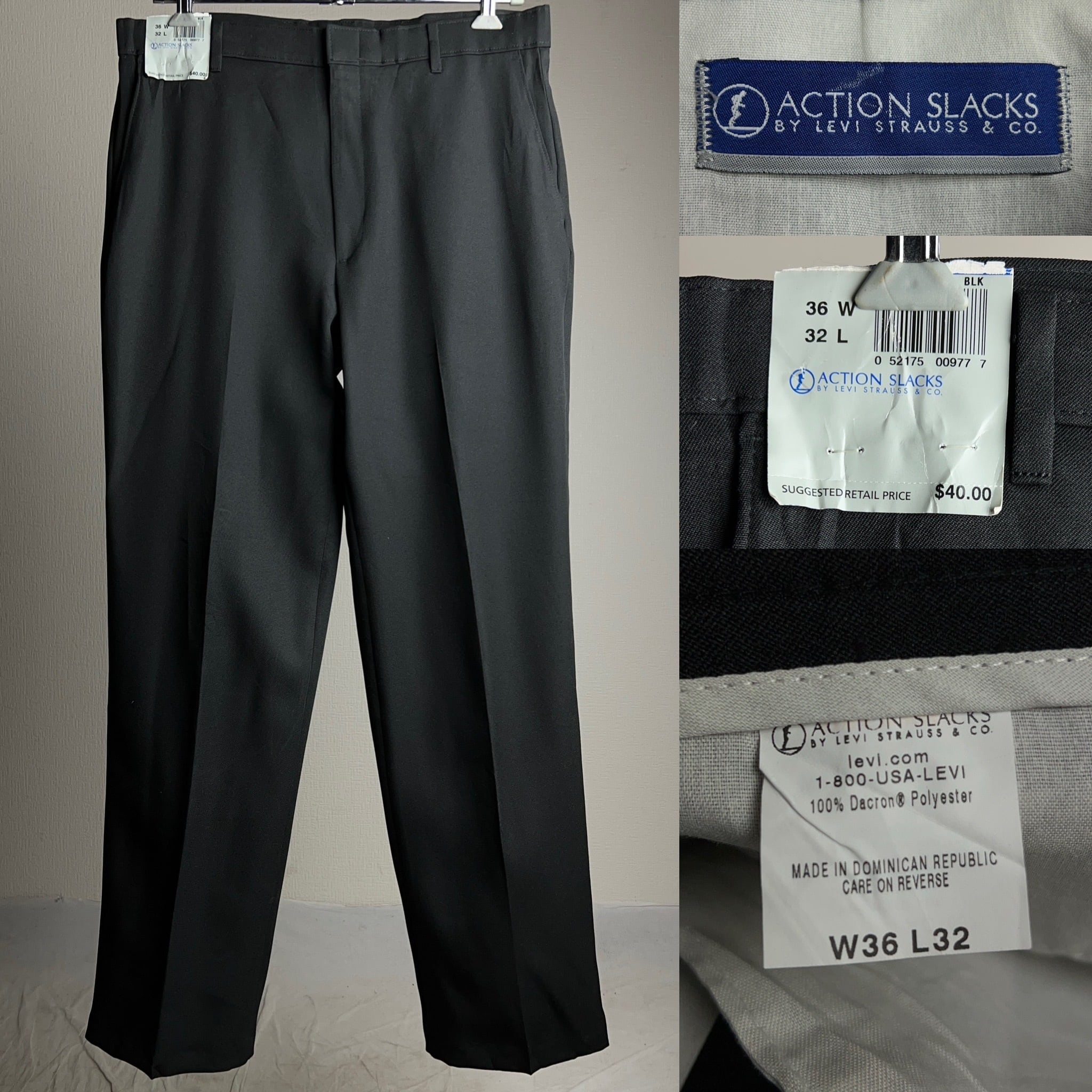 00's LEVI'S ACTION SLACKS STA-PREST Deadstock BLACK W36 L32 00年代