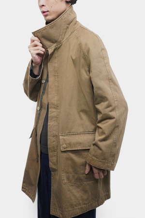 03SS "Maison Martin Margiela" Cotton Moleskin Stand Collar Half Coat