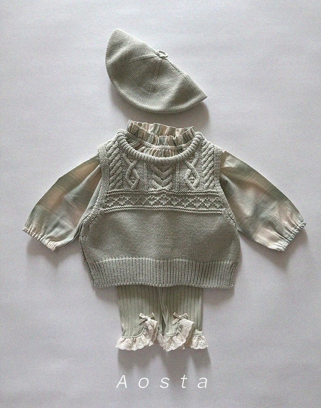 残り1点 即納⌇80cm チェック スモック ブラウス