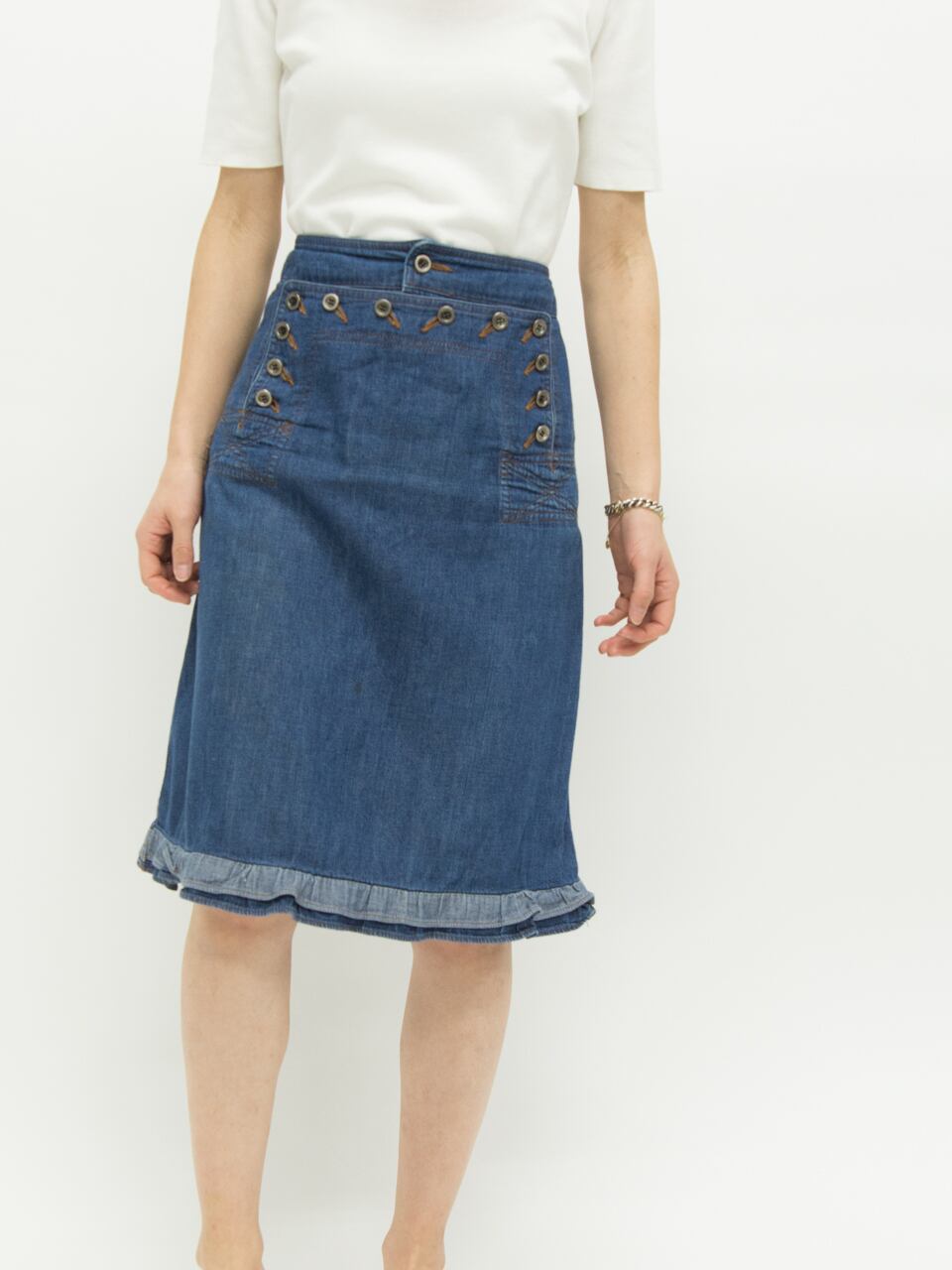 【trico COMME des GARCONS】 Made in Japan design denim skirt（トリココムデギャルソン デザインデニムスカート）1b