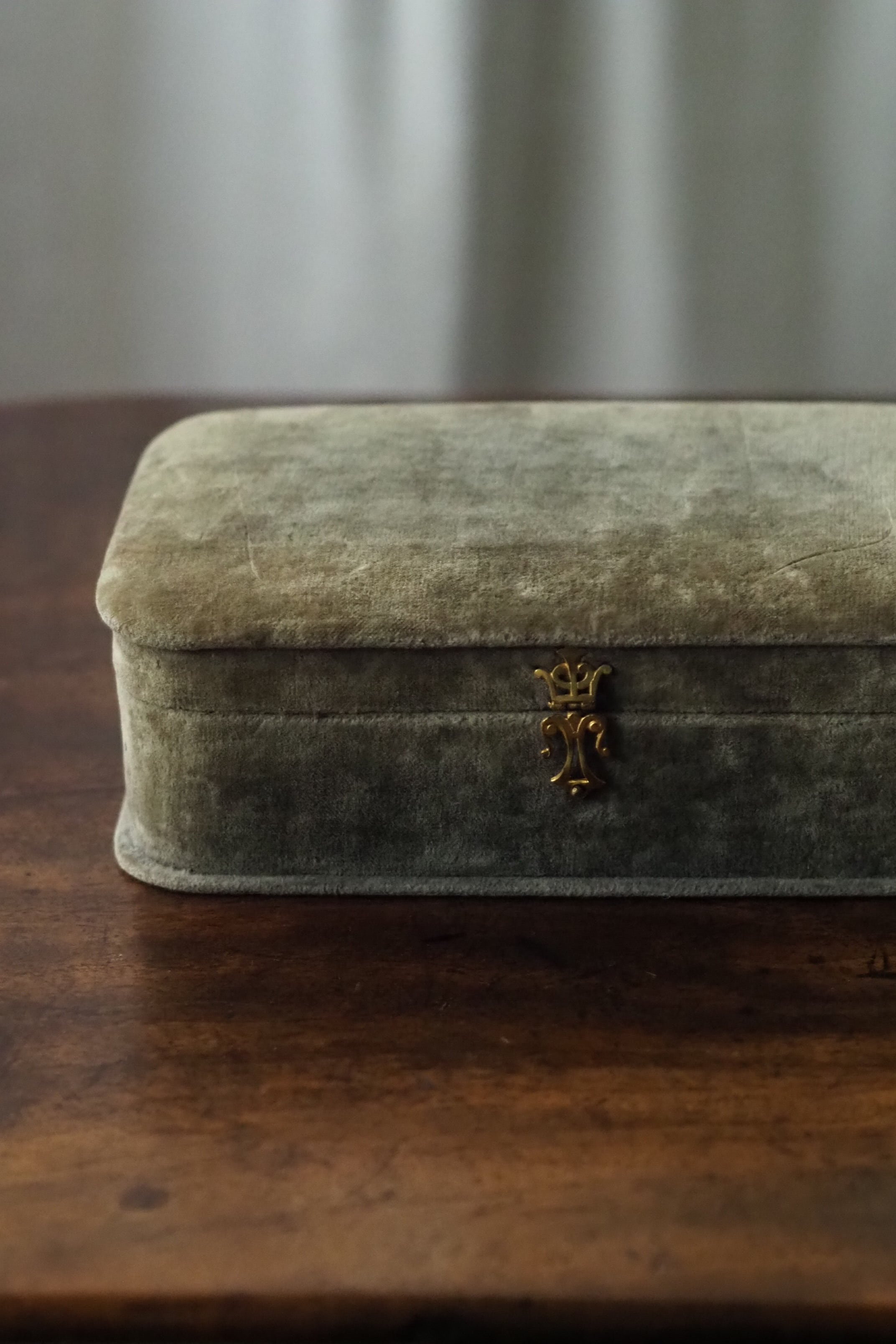 別珍のジュエリーボックス-antique square jewelry box | アンティーク