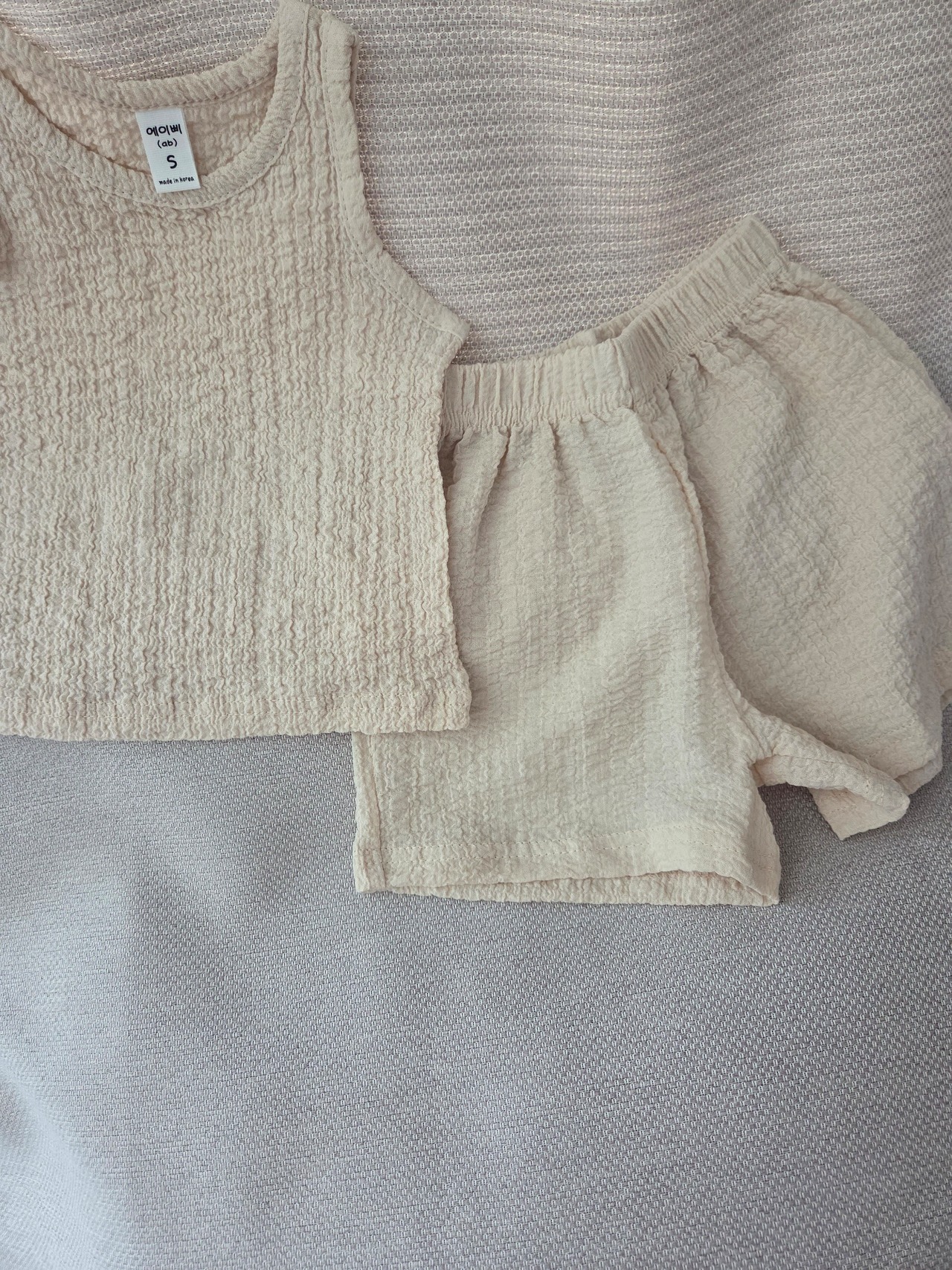 [AB] Pleated Sleeveless set / [에이삐] 주름나시상하