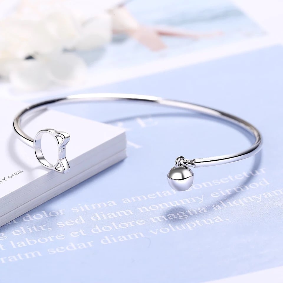 【送料無料】silver925 猫と鈴ブレスレット