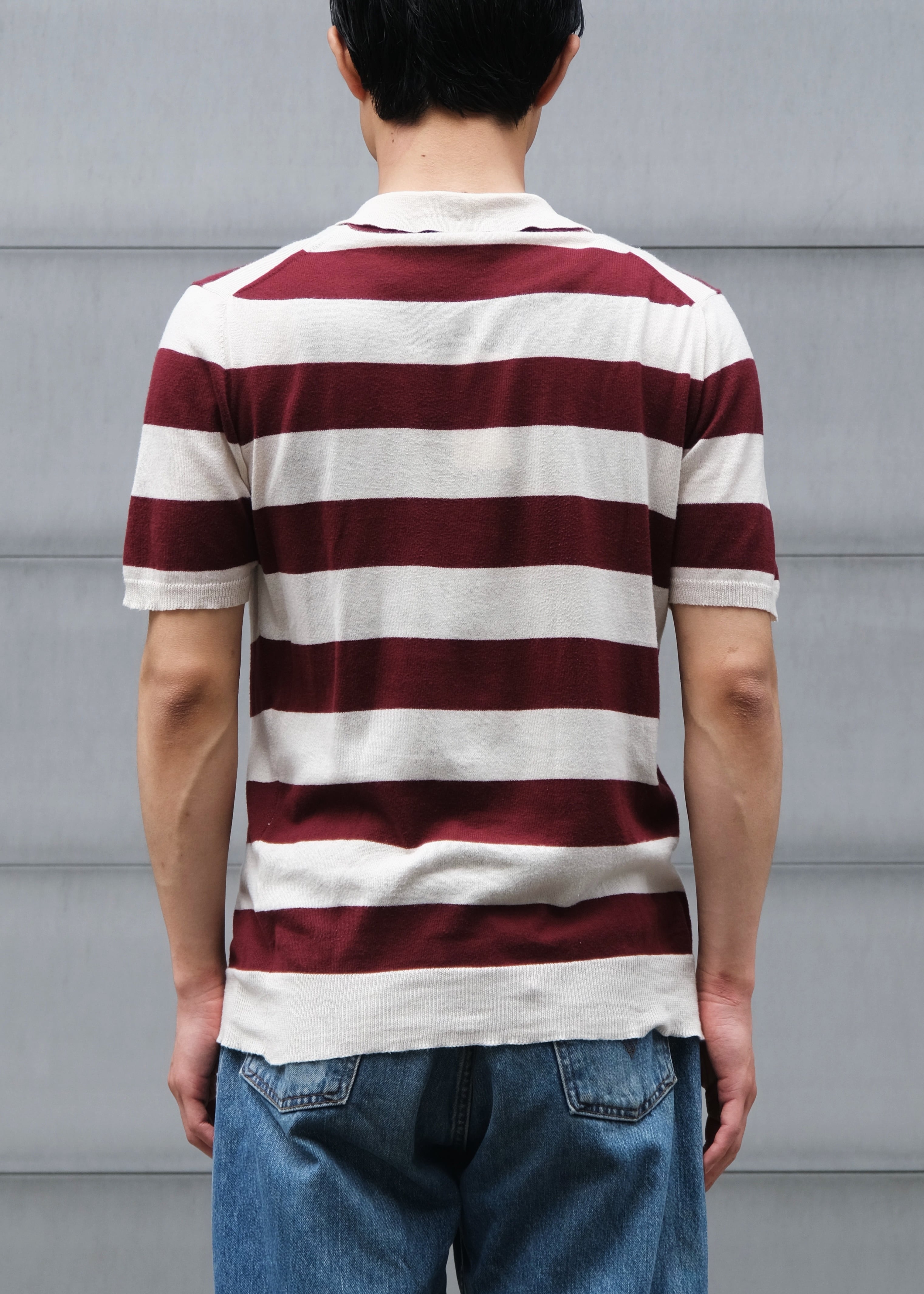 HELMUT LANG 98SS short sleeves border polo knit top | CETTEN
