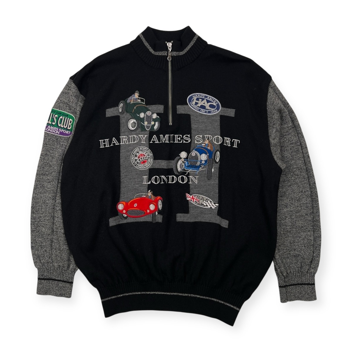 HARDY AMIES SPORT ハーディエイミス 豪華柄 ハーフジップ ウール 