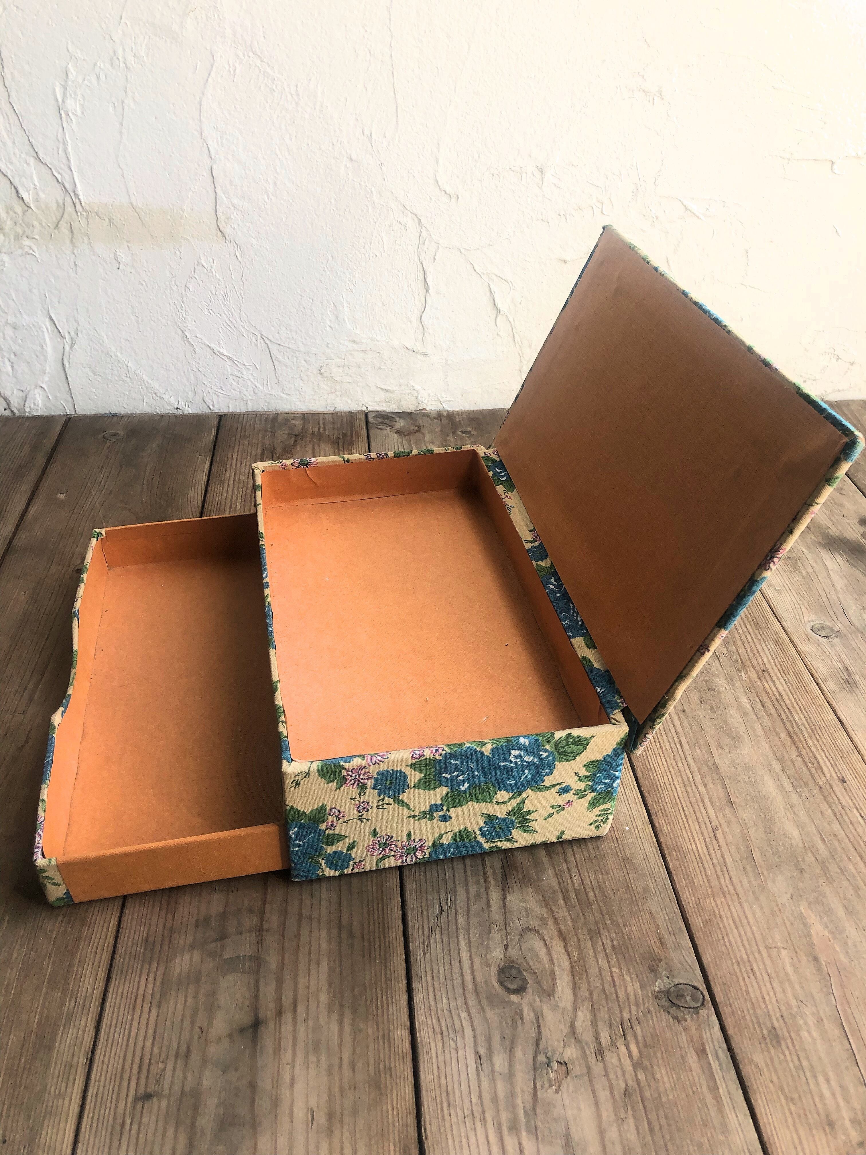 ブルー 花柄 カルトナージュ 引き出し付き | Brocante de La Cocotte