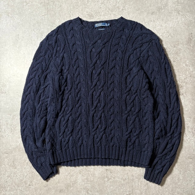 1990s “Polo Ralph Lauren” Hand Knit Cotton Cable Sweater