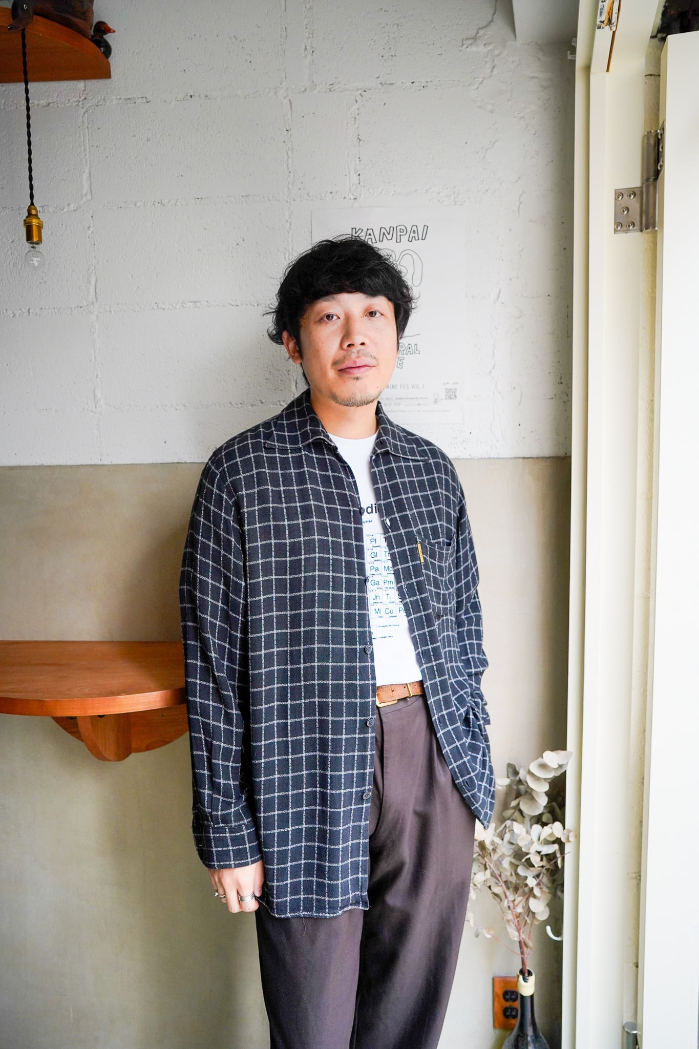 【1990s】"Armani Jeans" Plaid Pattern Rayon Shirts / 6-261