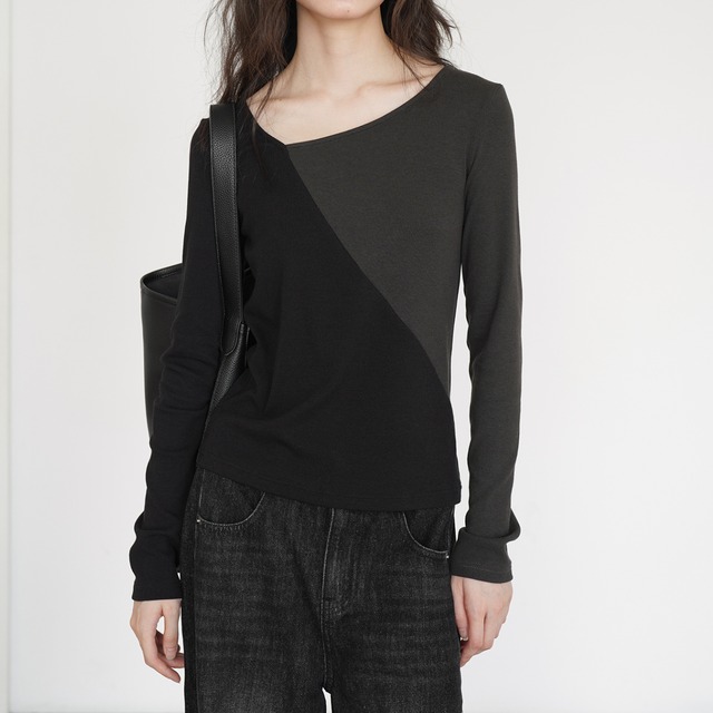 switching color block design top L0074