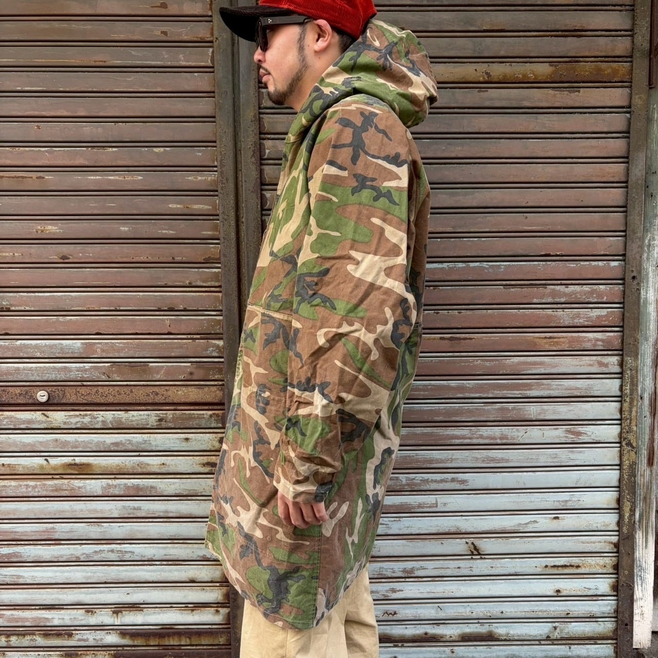 70s USA製 ハンティングパーカー ウッドランドカモ 迷彩 L
